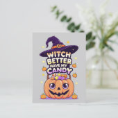 Witch Better Have My Snoep - Schattigee Kawaii Hal Briefkaart (Staand voorkant)