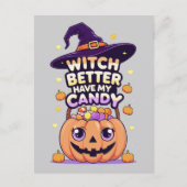 Witch Better Have My Snoep - Schattigee Kawaii Hal Briefkaart (Voorkant)