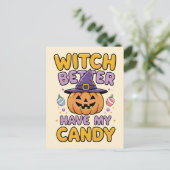 Witch Better Have My Snoep - Schattigee Kawaii Hal Briefkaart (Staand voorkant)
