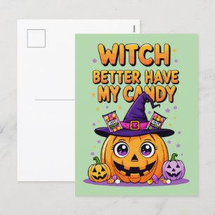 Witch Better Have My Snoep - Schattigee Kawaii Hal Feestdagenkaart