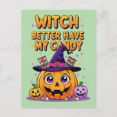 Witch Better Have My Snoep - Schattigee Kawaii Hal Feestdagenkaart (Voorkant)