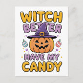 Witch Better Have My Snoep - Schattigee Kawaii Hal Feestdagenkaart (Voorkant)