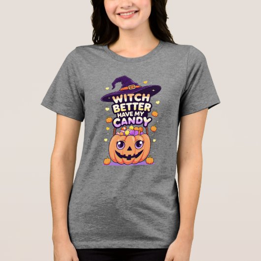Witch Better Have My Snoep - Schattigee Kawaii Hal Tri-Blend Shirt (Voorkant)