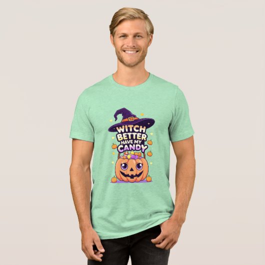 Witch Better Have My Snoep - Schattigee Kawaii Hal Tri-Blend Shirt (Voorkant volledig)
