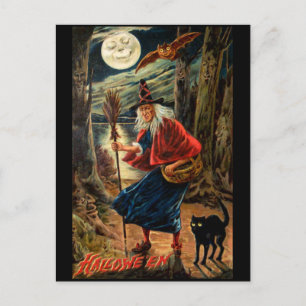 Witch bij Halloween Night Briefkaart