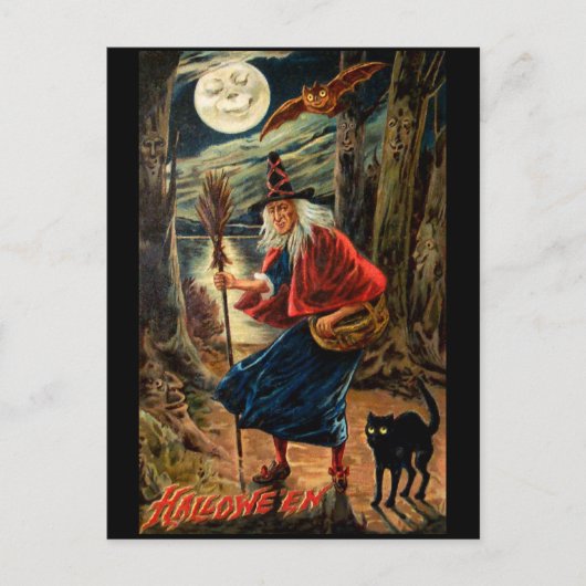 Witch bij Halloween Night Briefkaart (Voorkant)
