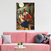 Witch bij Halloween Night Canvas Afdruk (Insitu (Woonkamer))