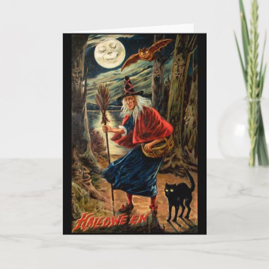Witch bij Halloween Night Kaart (Voorkant)