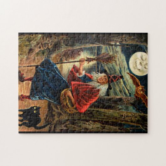Witch bij Halloween Night Legpuzzel (Horizontaal)