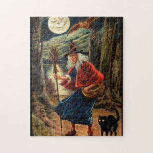 Witch bij Halloween Night Legpuzzel