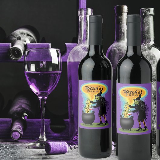 Witch-bijbelpoot in Cauldron Wijn Etiket