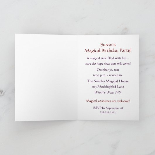 Witch Birthday Party Invitation (Binnen)