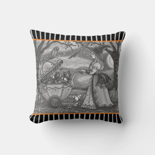 WITCH, BLACK CAT BABY BUGGY HALLOWEEN SIERKUSSEN (Voorkant)