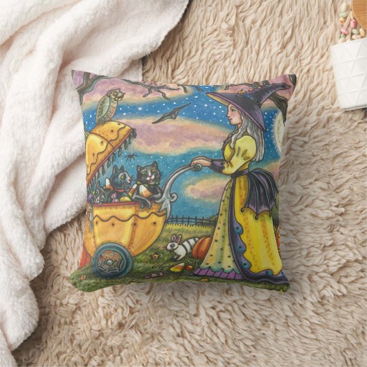 WITCH, BLACK CAT BABY BUGGY HALLOWEEN SIERKUSSEN (Deken)