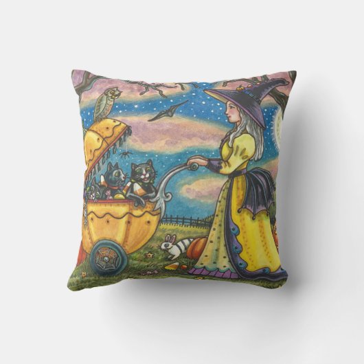 WITCH, BLACK CAT BABY BUGGY HALLOWEEN SIERKUSSEN (Achterkant)