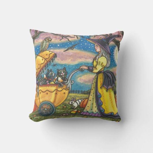 WITCH, BLACK CAT BABY BUGGY HALLOWEEN SIERKUSSEN (Voorkant)