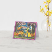 WITCH, BLACK CAT BABY BUGGY, NOTA KAART Blank (Gele Bloem)