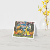 WITCH, BLACK CAT BABY BUGGY, NOTA KAART Blank (Gele Bloem)