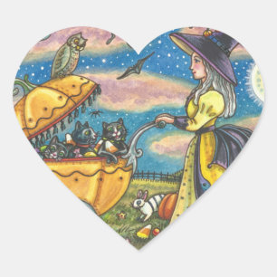 WITCH, BLACK CAT BABY BUGGY STICKERS SHEET Heart