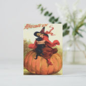 Witch & Black Cat Briefkaart (Staand voorkant)