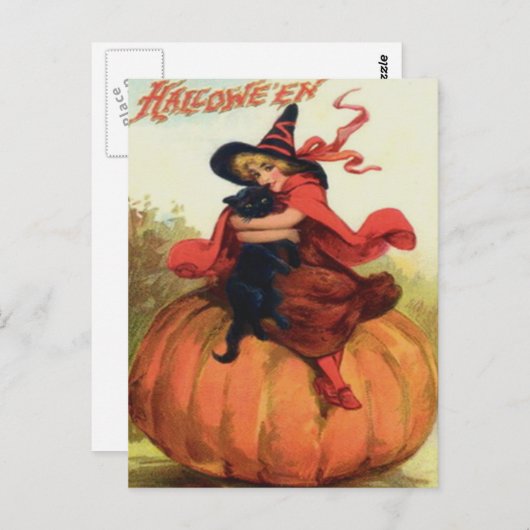 Witch & Black Cat Briefkaart (Voorkant / Achterkant)