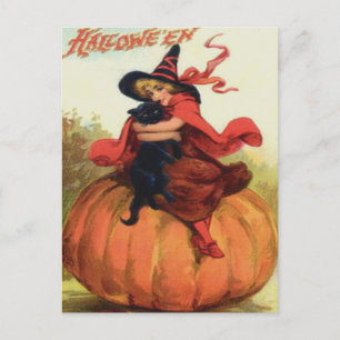 Witch & Black Cat Briefkaart