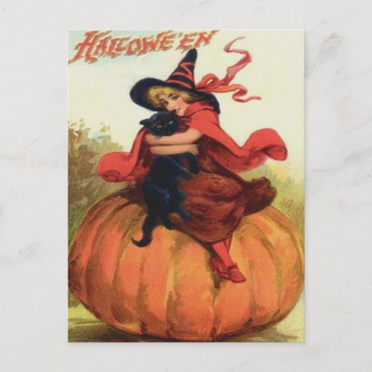 Witch & Black Cat Briefkaart (Voorkant)