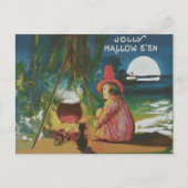 Witch Black Cat Cauldron Briefkaart (Voorkant)