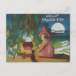 Witch Black Cat Cauldron Briefkaart
