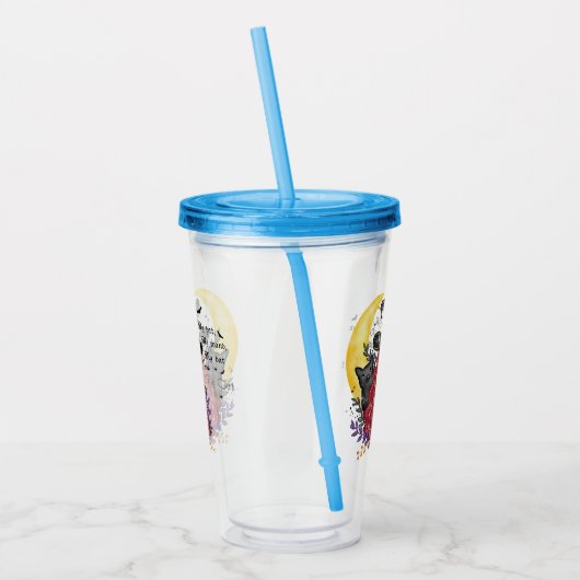 Witch, Black Cat en Crescent Moon Acryl Drinkbeker (Links)