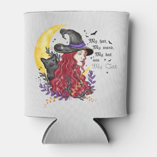 Witch, Black Cat en Crescent Moon Blikjeskoeler (Voorkant)