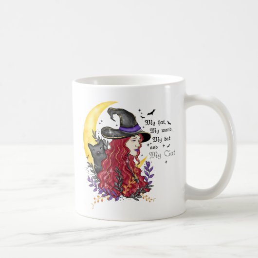 Witch, Black Cat en Crescent Moon Koffiemok (Rechts)