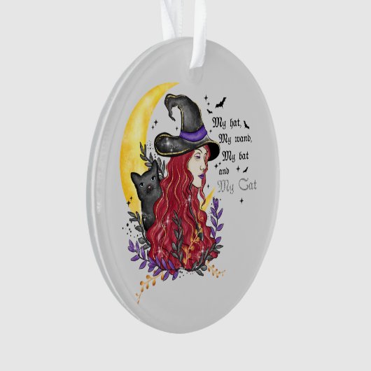 Witch, Black Cat en Crescent Moon Ornament (voorkant)