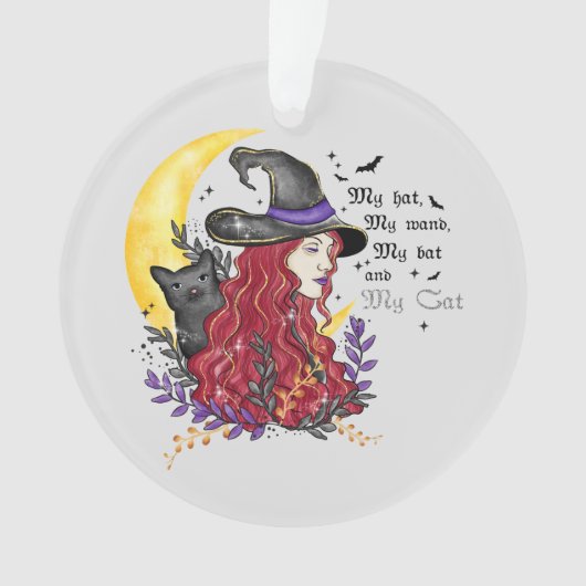 Witch, Black Cat en Crescent Moon Ornament (voorkant)