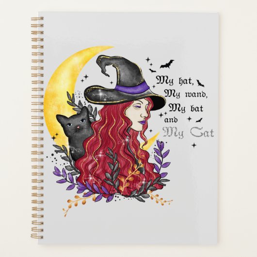 Witch, Black Cat en Crescent Moon Planner (Voorkant)