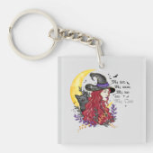 Witch, Black Cat en Crescent Moon Sleutelhanger (Voorkant)