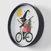 Witch Black Cat Fietsen bij Nacht Spooky Kerstmis (Hoek)