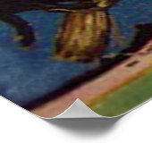 Witch Black Cat Flying Moon Crow Poster (Hoek)