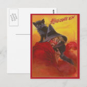 Witch Black Cat Halloween Briefkaart (Voorkant / Achterkant)
