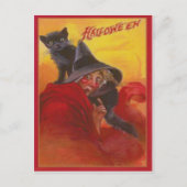 Witch Black Cat  Halloween Briefkaart (Voorkant)