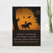 Witch Black Cat Horse Owl Raven Happy Halloween Kaart (Voorkant)