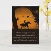 Witch Black Cat Horse Owl Raven Happy Halloween Kaart (Gele Bloem)