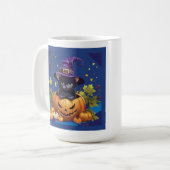 Witch Black Cat Kitten Pompoen All Hallows Eve Mok (Voorkant links)