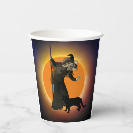 Witch & Black Cat met Oranje Moon Paper Cup Papieren Bekers