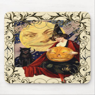 Witch & Black Cat Mousepad Muismat