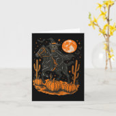 Witch Black Cat Riding Horse Halloween Pumpkin Moo Kaart (Gele Bloem)