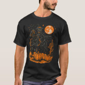 Witch Black Cat Riding Horse Halloween Pumpkin Moo T-shirt (Voorkant)
