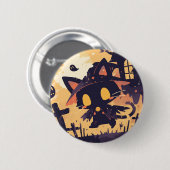 Witch Black Cat tijdens Halloween Ronde Button 5,7 Cm (Voorkant /achterkant)
