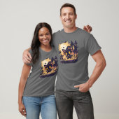 Witch Black Cat tijdens Halloween T-shirt (Unisex)