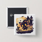 Witch Black Cat tijdens Halloween Vierkante Button 5,1 Cm (Voorkant /achterkant)